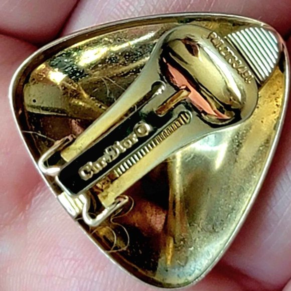 Authenticated Preowned Christian Dior Vintage Gold Tone Pyramid Clip Earring - Picture 8 of 10